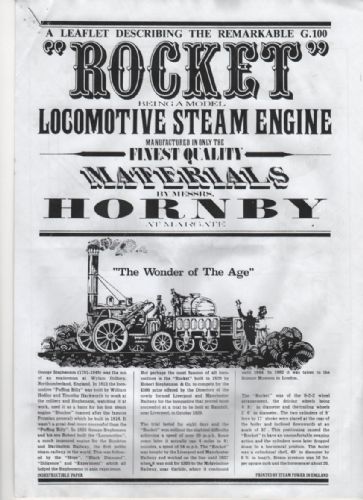 Copy of Operating instructions &parts identification for Hornby Rocket